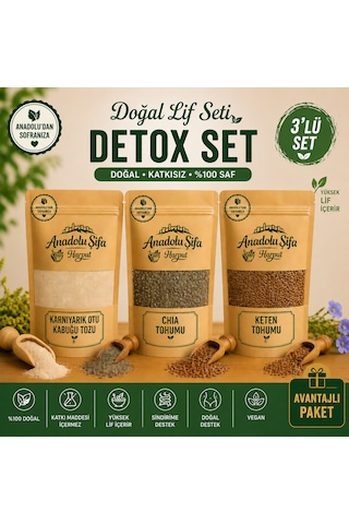Anadolu Şifa Harput Karnıyarık Otu Kabuğu Tozu + Keten Tohumu + Chia Tohumu 3x100 Gr Bitkisel Ürün Seti