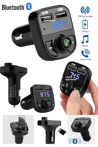 Carx8 Araç Fm Transmitter Bluetooth Çakmaklık Girişli Usb Sd  Kart