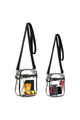 Moveevo Stadyum Onaylı 2'li Şeffaf Çapraz Çanta, Farklı Boyutlar, Ön Cep Ve Ayarlanabilir Kemer İle Spor Etkinlikleri, Konserler, Festivaller İçin Çok Renkli