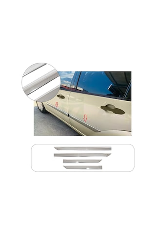 Ford Focus Mk1 Uyumlu 1998-2005 Krom Yan Kapı Çıtası 4 Parça Paslanmaz Çelik