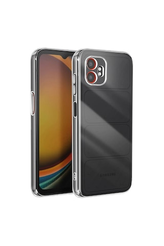 Samsung Galaxy Uyumlu Xcover7 Pro Kamera Korumalı Silikon Arka Kılıf + Nano Ekran Koruyucu Set Şeffaf