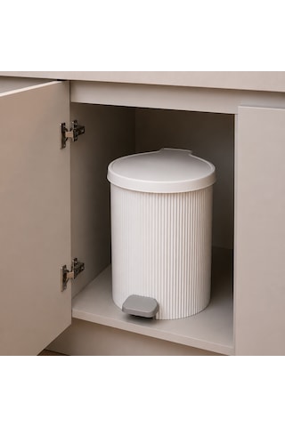 Porsima 0706-1 Still Beyaz 10 Litre Pedallı İç Kovalı Yuvarlak Banyo & Mutfak Çöp Kovası Yok