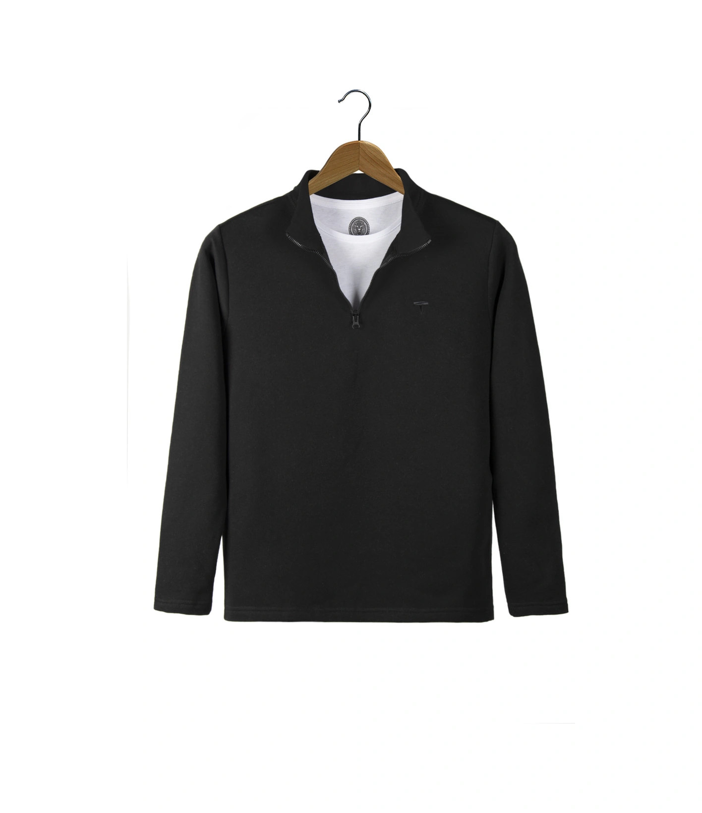 Terapi Men Erkek Siyah Yarım Fermuarlı Basic Düz Renk Trend Sweatshirt Siyah1