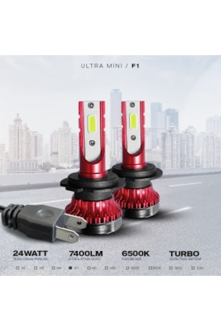 F1 H7 Mini Kar Beyazı Led Xenon Far Led Zenon Ampulü Şimşek Etkil