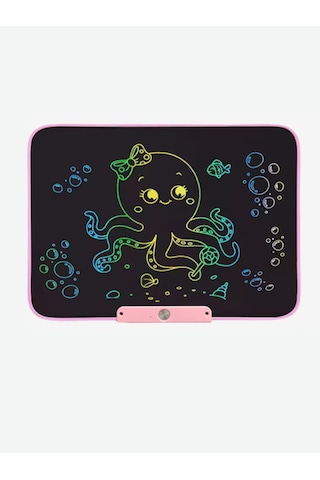 Pembe 10 İnç LCD Çizim Tableti – Şarjlı, Dijital Kalemli, USB Kablolu, Renkli Ekranlı Yazı Tableti