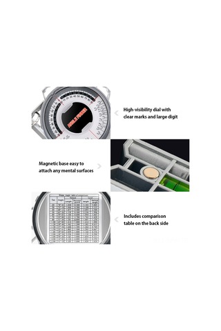 Maiyame Magnetik Açı Ölçer - Hafif Abs Malzeme, Çift Seviye Balonu Ve Geri Tarafta Karşılaştırma Tablosu, Konstrüksiyon Ve Tesisat İşleri İçin