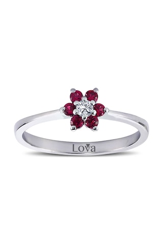 Lova Pırlantalı Yakut Papatya Yüzük - 1020244