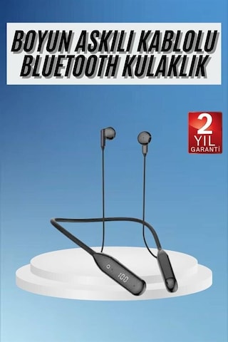 Boyun Bantlı Kablolu Yüksek Ses Kaliteli Bluetooth Kulaklık Uzun Pil Ömrü 1