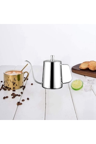Sıcak 600 Ml Su Isıtıcısı Kahve Makinesi Üzerine Dökün Paslanmaz Çelik Deve Boynu Damla Çaydanlık Sürahi Mutfak Aracı