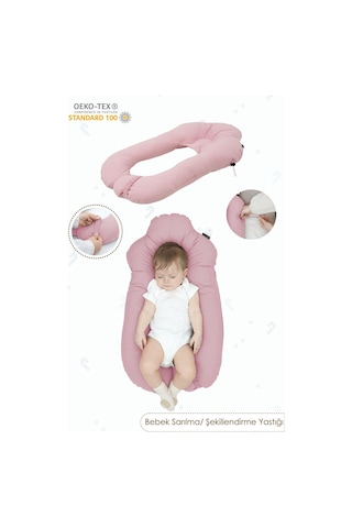 Mordesign 2'si 1 Arada Bebek Sarılma Ve Şekillendirme Yastığı, Düz Kafa Yastığı,pamuklu,uyku Yastığı Pudra Zg10194-7