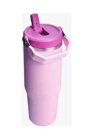 Stanley Kişiye Özel The Iceflow Flip Straw 0.89 L Pipetli Termos Özel İsimli Koyu Pembe