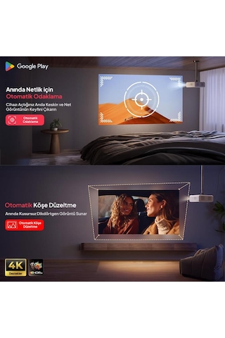 Vankyo Aurzen D1g Android Google Tv 4k Destekli Projeksiyon Cihazı +hdr10+auto Focus+auto Keystone+6g Wifi+6.1bt+dolby Ses Sistemi - Ps5/ps4/xbox