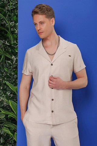 Efor G 1549 Slim Fit Bej Klasik Gömlek Bej