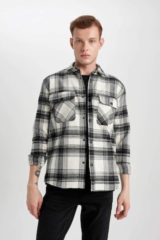 DeFacto Relax Fit Waffle Kareli Pamuklu Uzun Kollu Gömlek Z0639AZ24SPBK81