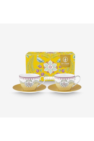 Sarı Porselen Çay Fincan Seti 280 Ml