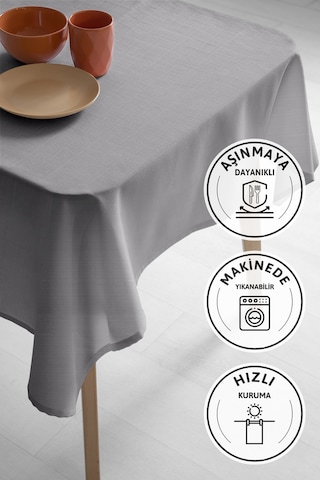 Nayra Keten Masa Örtüsü 160x220 - Gri Gri