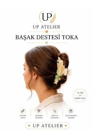 Başak Destesi Kemik Toka 11cm Sarı-yeşil