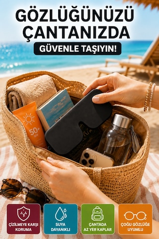 Siyah Katlanabilir Silikon Gözlük Kılıfı Suya Dayanıklı Esnek Koruyucu Güneş Ve Numaralı Gözlük Kılıfı