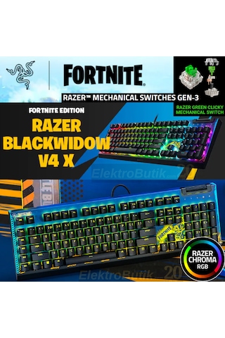 Razer Blackwidow V4 X Fortnite Edition Rz03-04703600-r3m1 Rgb Yellow Switch Kablolu Mekanik Oyuncu Klavye