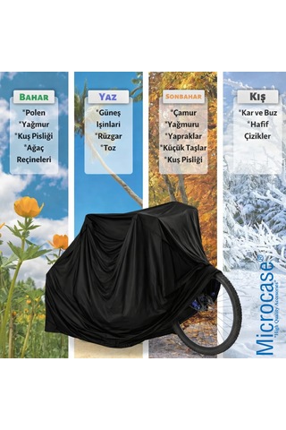 Microcase Su Geçirmez 4 Mevsim Kullanım Bisiklet Brandası 185x110x70 Cm Al5509 Siyah