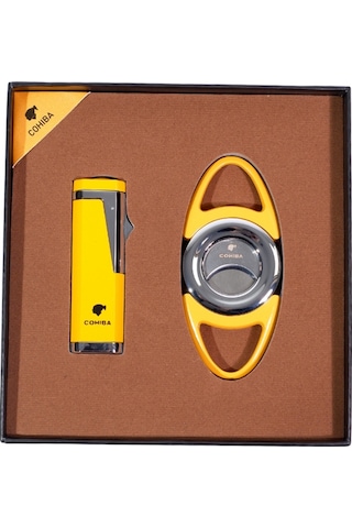 Cohiba Çakmak Kesici İkili Sarı Puro Seti - Tr9105