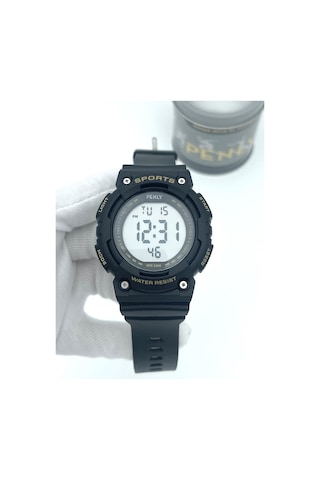 Penly Su Geçirmez Dijital Yetişkin Kol Saati 349 Model Siyah Sarı +4 Renk Kronometre-alarmlı 5atm