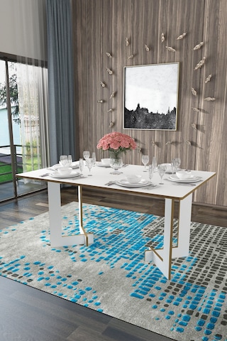 Asra Trend %100 Mdflam Yemek Masası Ym-02 Beyaz Beyaz