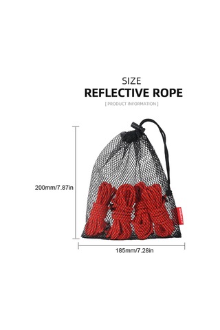 Monyee Kamp Çadırı İçin 4mm Nilon Yansıtıcı Rope Seti, Rüzgar Dayanıklı, 4 Adet, Saklama Çantasıyla, Siyah Siyah