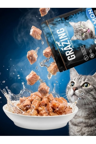 12li Somonlu Yaş Kedi Maması Omega Destekli Yaş Mama 12x 85 Gr