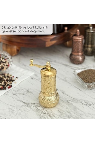 Sarı Zamak Karabiber El Değirmeni Öğütücü Grinder 11 Cm Sarı