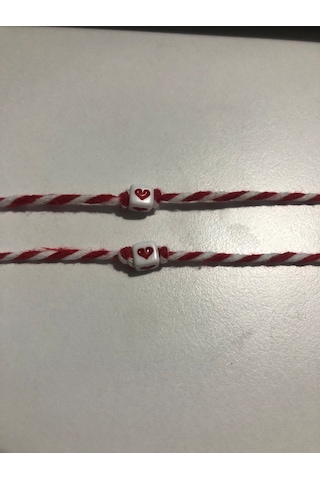 2 Adet Kalpli Marteniçka Bileklik Kırmızı - Beyaz