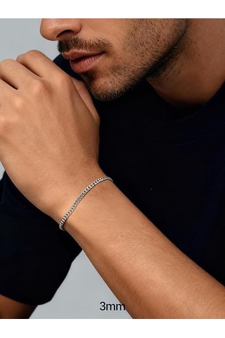 Kararmaz Gümüş Renk Paslanmaz Çelik Zincir Bileklik Seti Ezme Model Unisex Şık Bileklik Kombini Çok Renkli
