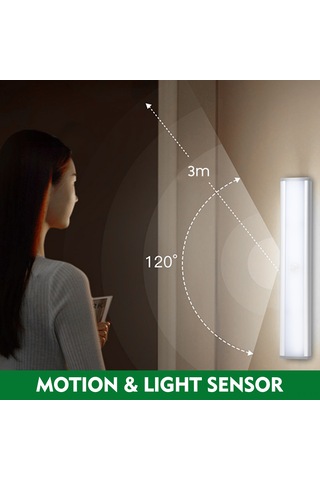 Reedark 46 Led Hareket Sensörlü Işık Şeridi, Şarjlı Manyetik Gece Lambası, Kablosuz Dolap Stüdyo Işığı 2 Adet Beyaz