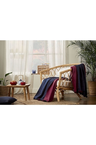 Özdilek Colourist Ponponlu Çift Kişilik Çift Taraflı Pamuklu Battaniye 180x220 473069 Indigo
