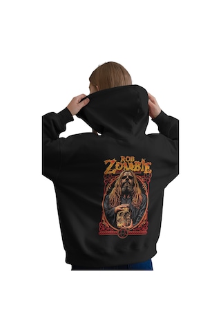 Sevbano Rob Zombie Rock Metal Müzik Grubu Baskılı Unisex Oversize Premium Siyah