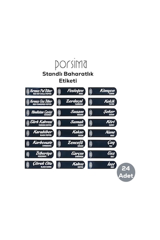 ﻿Porsima 1041 Standlı Kendinden Yapışkanlı Kaşıklı Kapaklı Baharatlık Takımı 12'Li Beyaz - Siyah