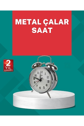 Dekoratif Gümüş Işıklı Alarmlı Masa Saati Sessiz Mekanizma Çok Renkli