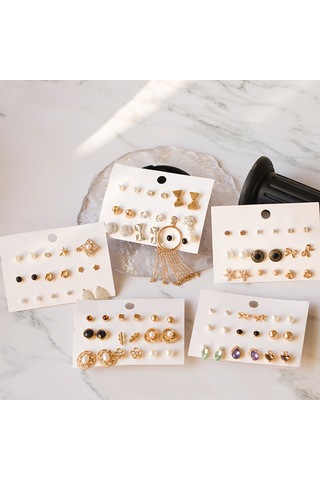 Wezone Kadınlar İçin 9 Çift Renkli Taki Alloy Mumluklı İki Mənşəli Gümüş Renkli Küçük Kolye Seti Diğer