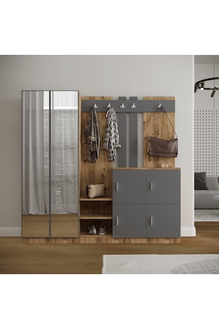 Robinhome Robin Home Nova Vestiyer Portmanto Ayakkabılık Çam-Gri