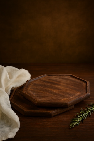 Fam Wood Art 2'li Doğal Ahşap Nihale, Small Sunumluk, Supla,banyo Düzenleyici-aksesuar Organizeri 20 X 20 Cm Kahverengi