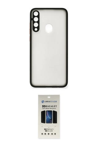 Cep Huawei Uyumlu Y6p Kılıf Ahenk Çizgi Serisi İkili Koruma Seti Najmaddin Siyah