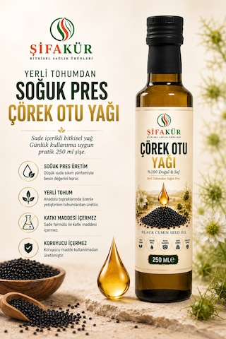 Şifakür Soğuk Pres Çörek Otu Yağı 250 ML