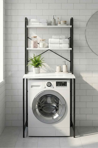 Çamaşır Makinesi Üstü Raf Siyah 70 Cm Çok Renkli