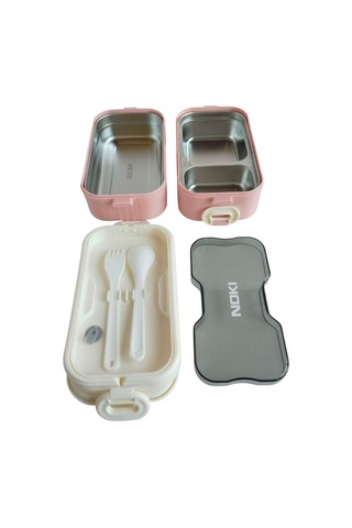 Noki Kids Paslanmaz Çelik Yemek Kabı 1350 Ml Çift Katlı Pembe Çok Renkli