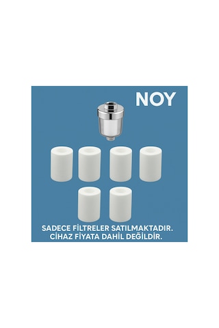 Duş Başlığı Filtresi İçin 6 Adet Yedek Kartuş Su Arıtma Klor Kireç Temizleyici Set Beyaz