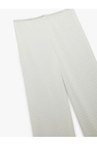Koton Bürümcük Kumaş Düz Geniş Paça Pantolon Beyaz 5sak40060ek Beyaz