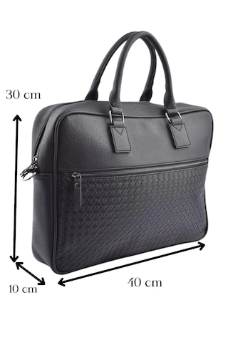 Unisex 15.6" İnç Deri Laptop Bölmeli Evrak Çantası Siyah