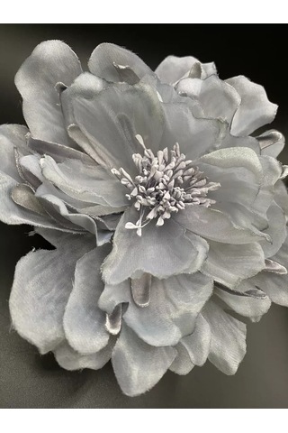 Amely Rid Kumaştan Büyük Çiçek Fiyonk Broş Tokalı 236336077 Gri