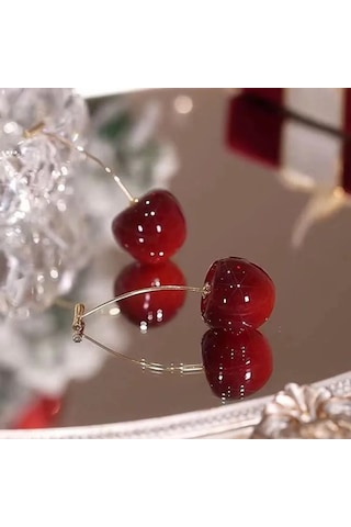 Kadın Özel Tasarım Kiraz Model Küpe