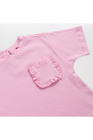 Panço Kız Çocuk Cebi Fırfır Detaylı T-shirt Beyaz 2411gb05011-4340 001 Panço